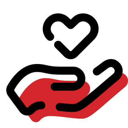 Cartoon hand holding love heart